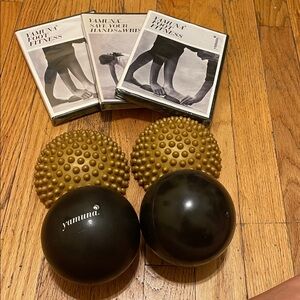 Yamuna Gold Foot Walkers and Black Fitness Balls with DVDs